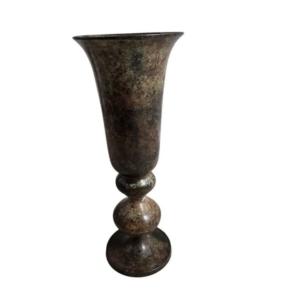 Vintage Brass Metal Vase 10" tall